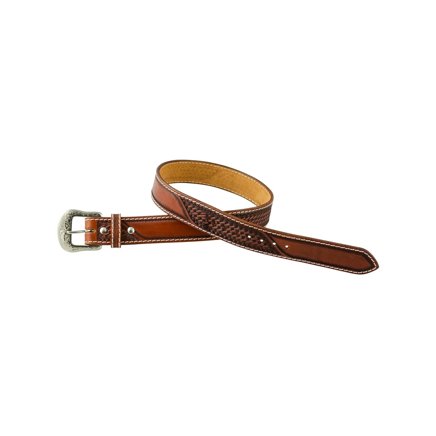 Pool's western leather belt with basket tooling AB 00667