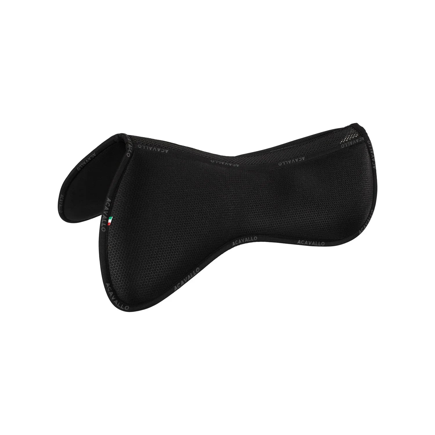 Black saddle pad on a white background