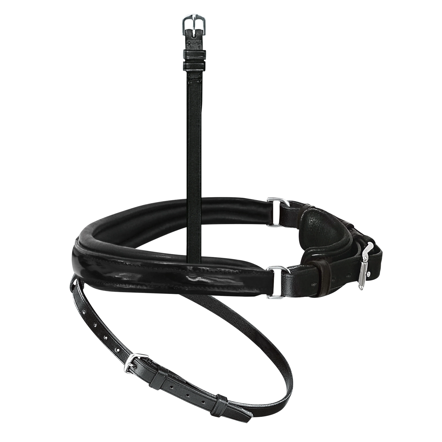 Passier anatomically formed caveson special with patent leather trim and flash strap