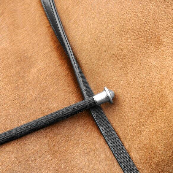 Passier leather reins with one side rubber with hook studs