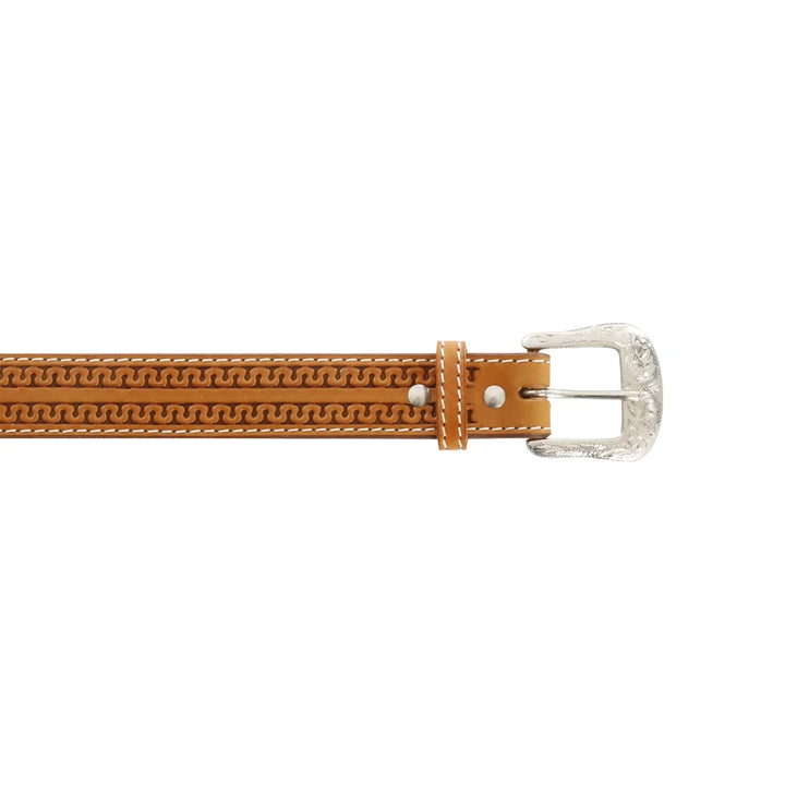 Pool's western leather belt with  snake tooling AB 00664