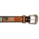 Pool's unisex western beaded belt with feather engraving PL 003000