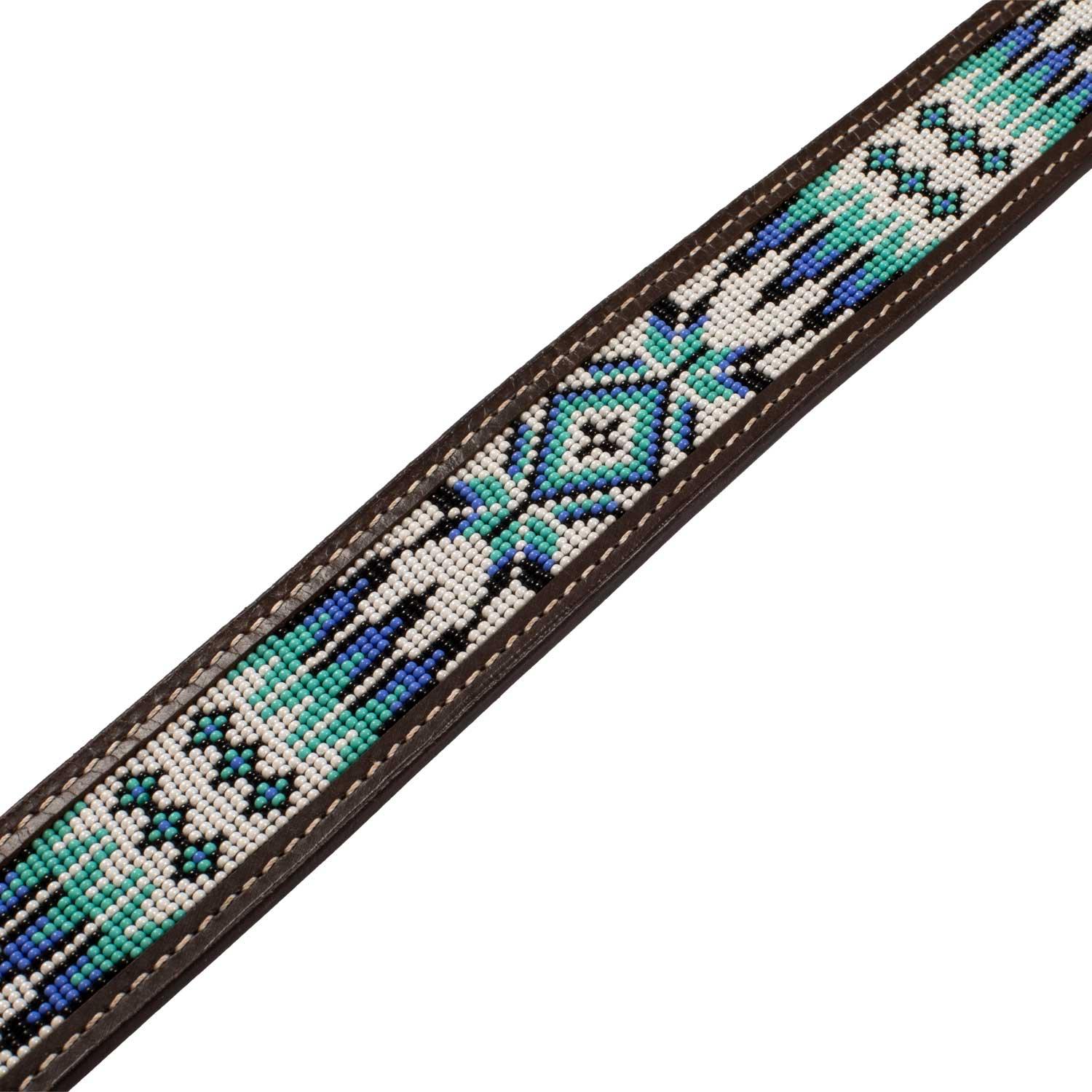 Pool's unisex western beaded belt with feather engraving PL 003000
