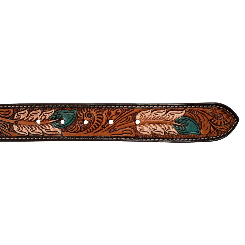 Pool's unisex western beaded belt with feather engraving PL 003000