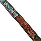 Pool's unisex western beaded belt with feather engraving PL 003000