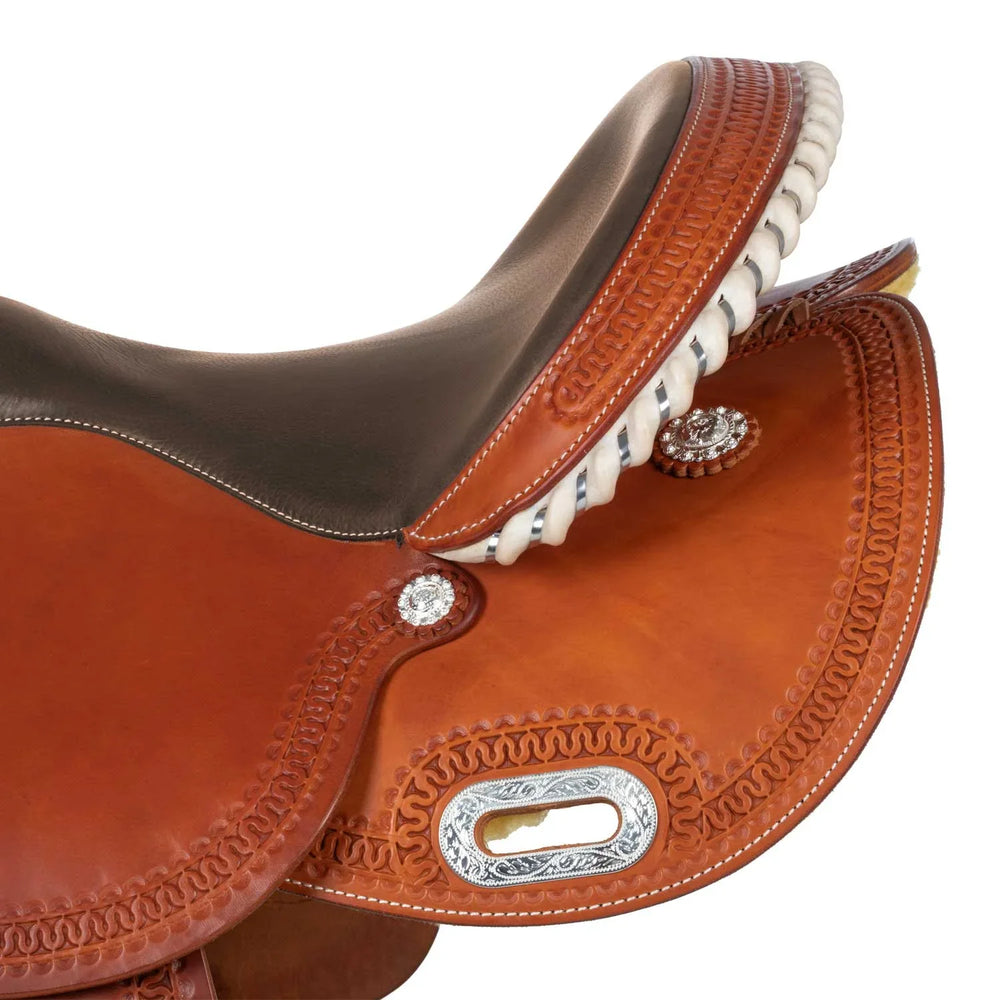 Pool's colored seat rawhide 5020 barrel saddle SE 0075