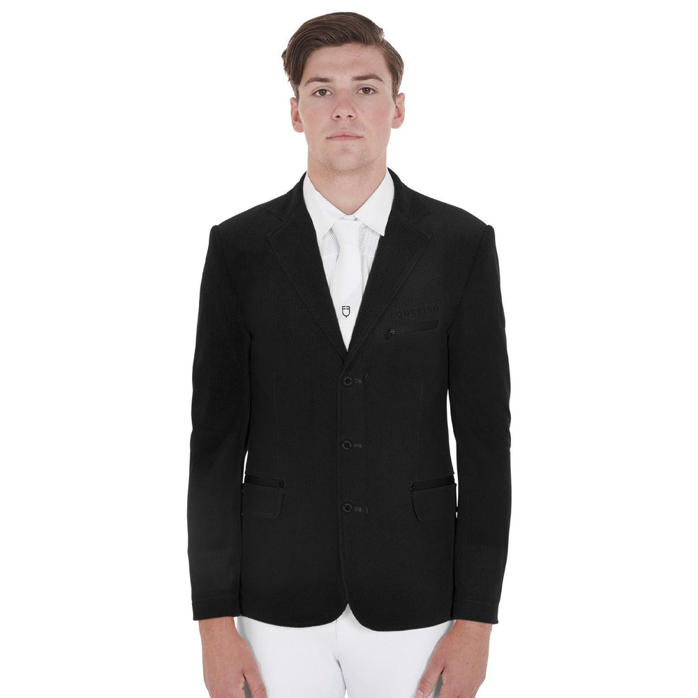 Equestro men's competition jacket three buttons perforated fabric - HorseworldEU